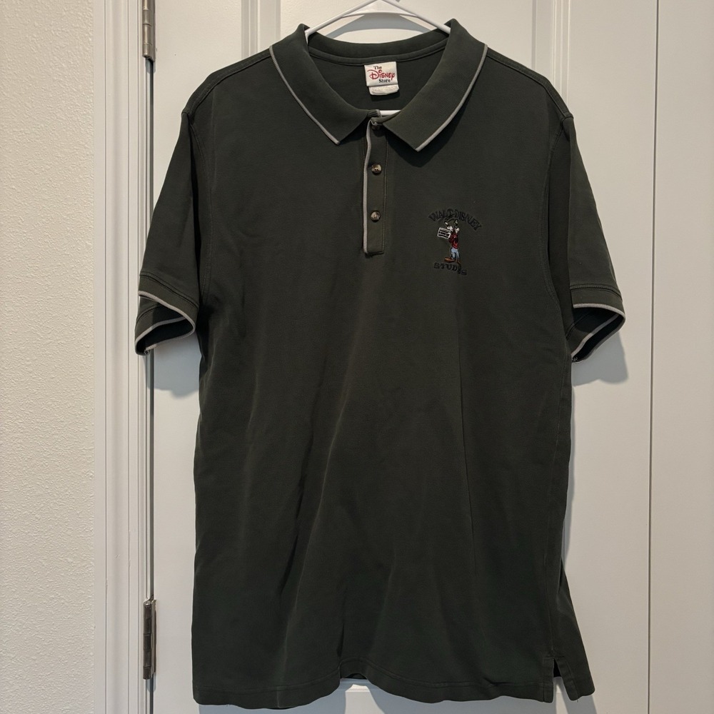 Walt Disney Studios Mens Polo, Dark Green. Goofy  Size LARGE